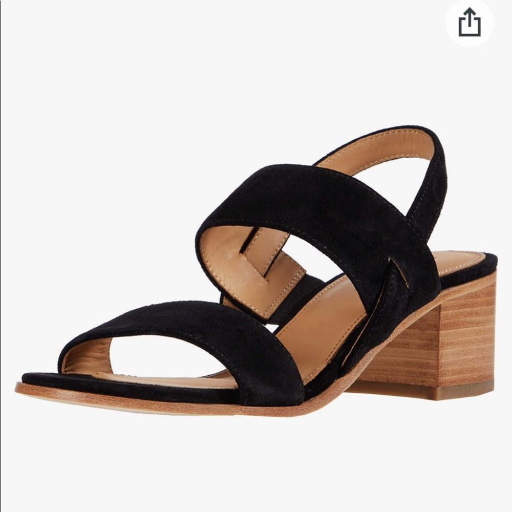 Soludos Black Suede Block Heel Sandal